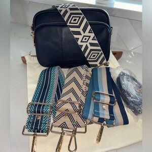 Pom Pom Pompom London Original Plus Crossbody Bag purse bonus bundle navy blue